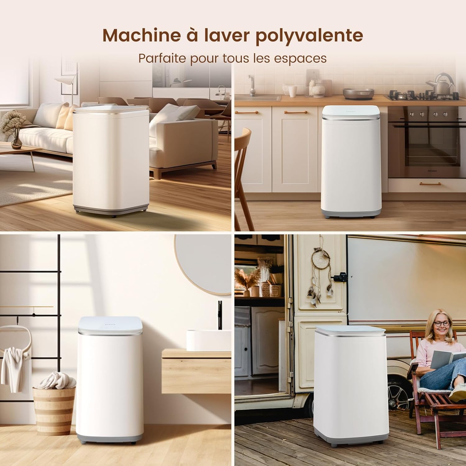 HAVA - Mini Machine à Laver 3kg, 8 programmes, lavage chaud, compacte