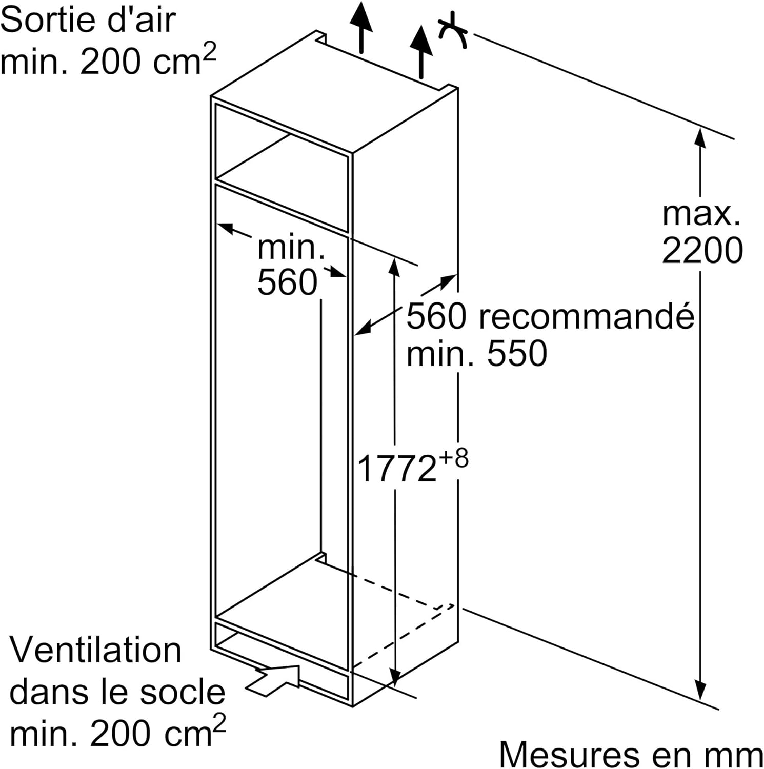 Bosch - Réfrigérateur 1 porte Série 2, 310 L, 177x54 cm - KIR81NSE0