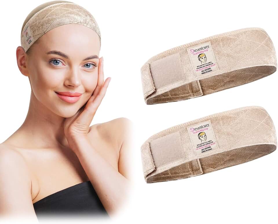 Dreamlover - Bandeaux velours pour perruque femme, 2 pièces, nude