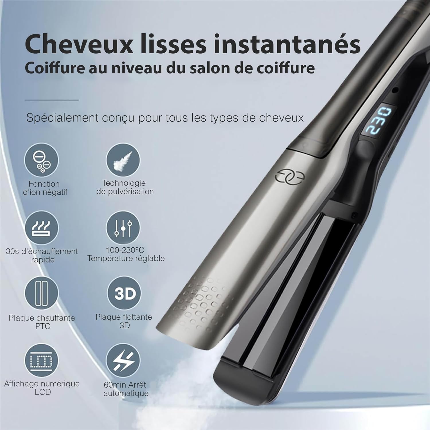 Golden Goods - Steampod Pro - 230°C - Lisseur vapeur céramique, 10 réglages, ionique