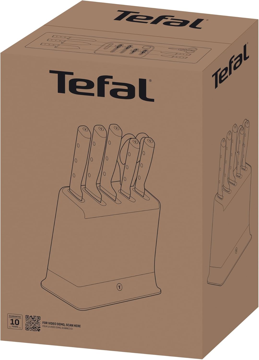 Tefal – EverSharp 6 pièces – Bloc couteaux affûteur intégré, K297S744