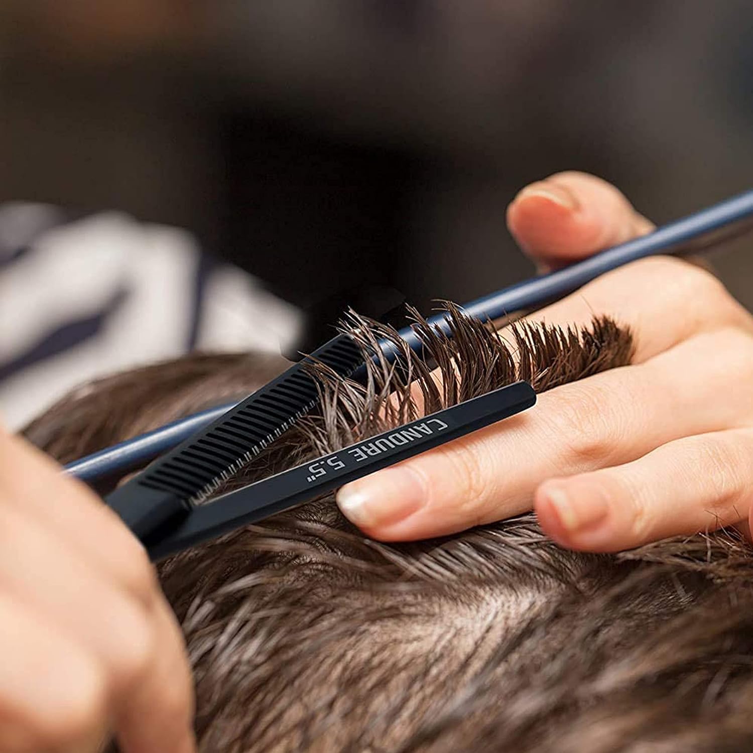 Candure - Ciseaux de coiffure Salon Pro - 5,5 pouces - Lames noires, coupe précise