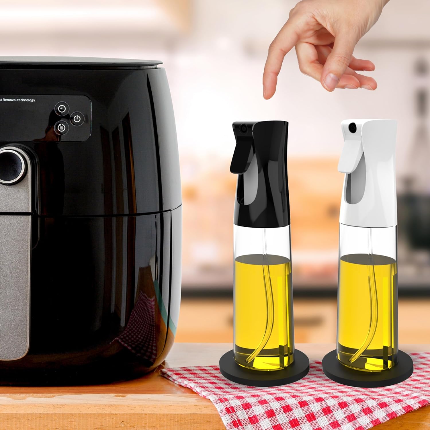 Lot de vaporisateurs d'huile cuisine - 2x300ml, accessoires inclus