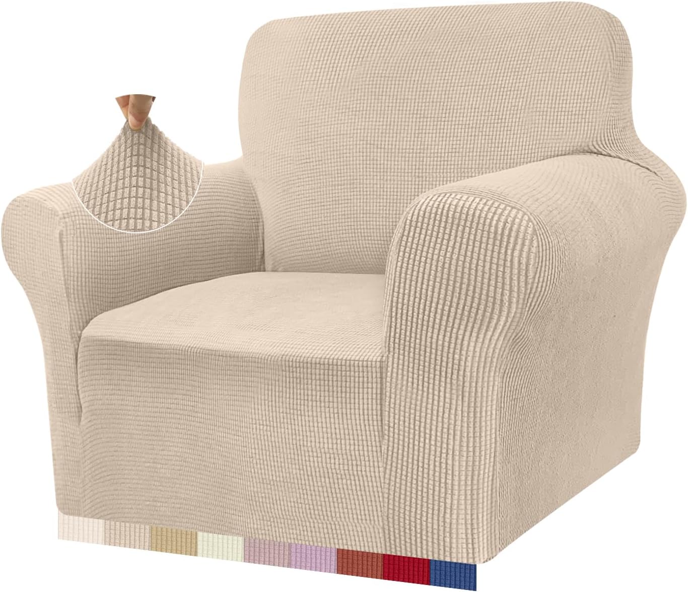Granbest - housse de canapé Moderne 1 place - tissu jacquard élastique, beige