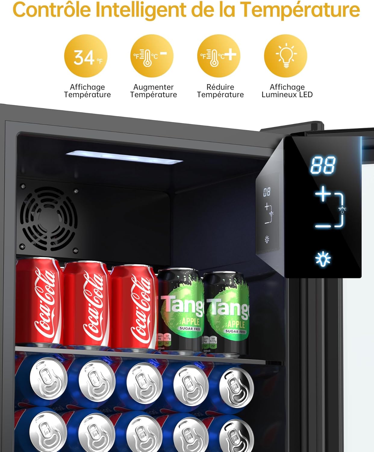 WIE - Réfrigérateur mini bar 83L, silencieux, 0-10°C, noir - WIE