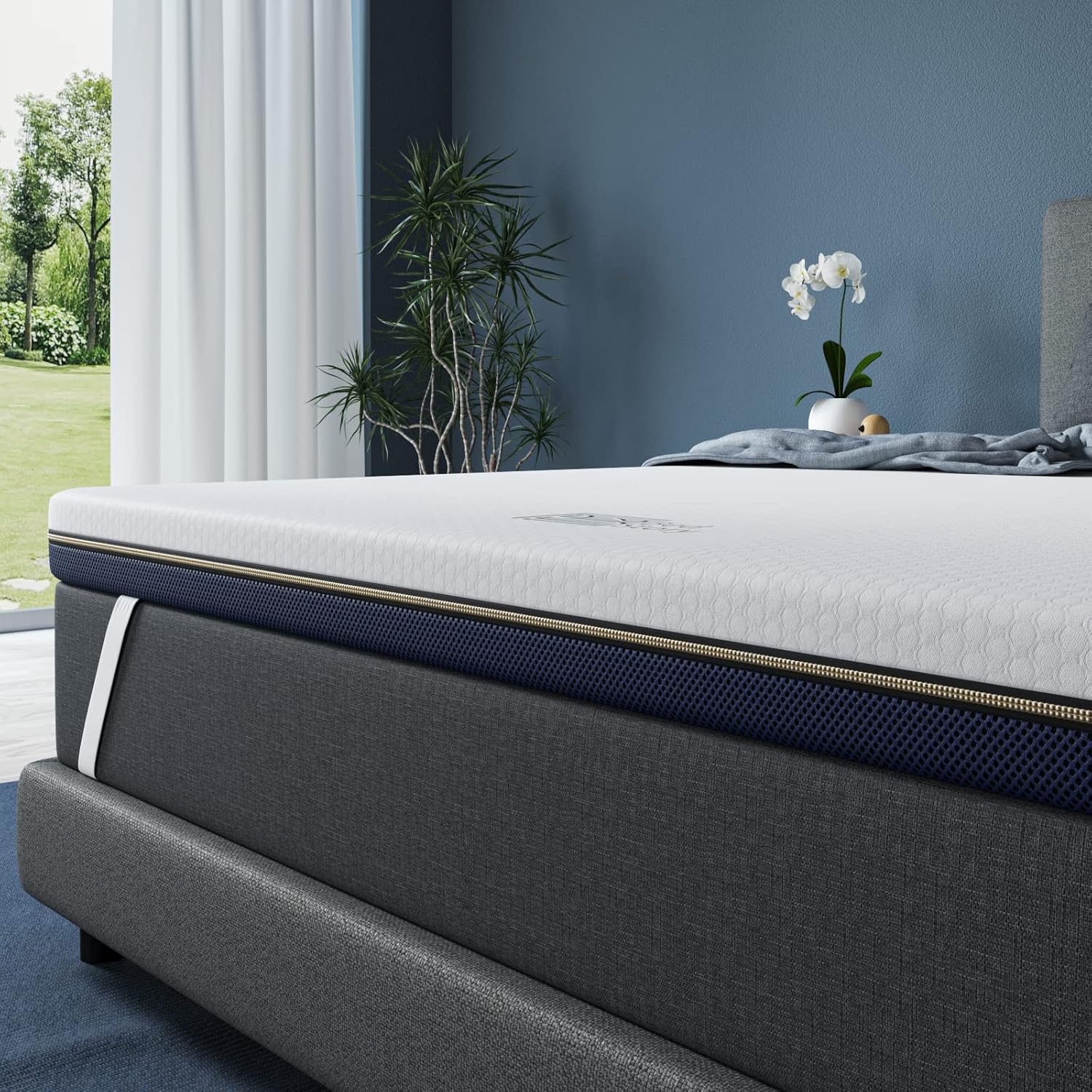 BedStory - surmatelas gel mémoire de forme - 90x190 cm - 7.6cm épaisseur, ergonomique