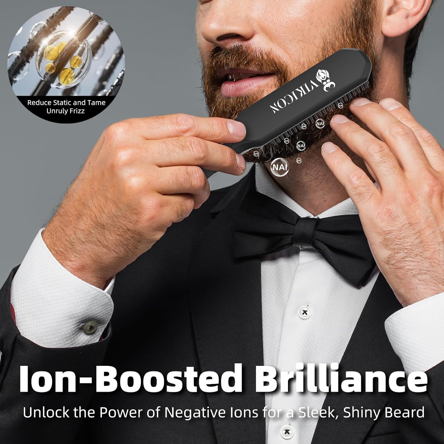 VIKICON - Mini lisseur barbe, portable, ion négatif, 3 températures