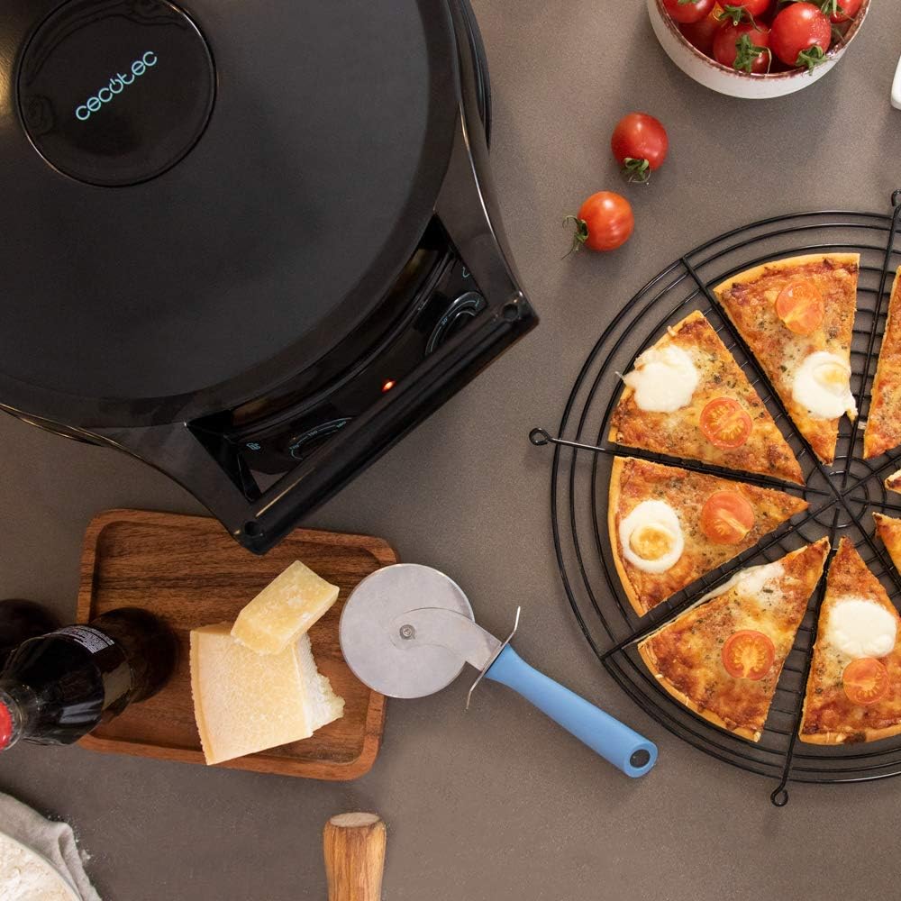 Cecotec - Fun Pizza&Co - Ø31cm - four électrique, 1800W, revêtement Rockstone, ouverture 180°, minuterie 30min