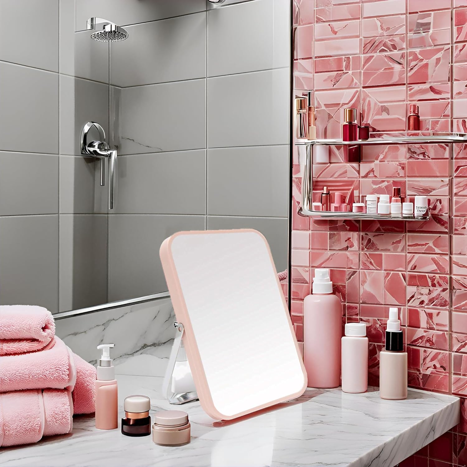 YEAKE - miroir de table pliable 20,3 cm, support métal, rotation 90°