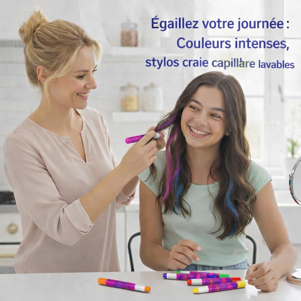 Desire Deluxe - Craies cheveux filles - 10 pièces - colorées, lavables, non toxiques