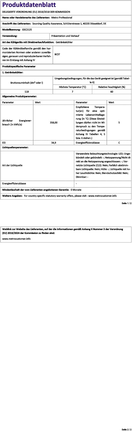 METRO Professional - réfrigérateur boisson - 54.5x54x84cm - 118L, froid statique, serrure, GSC2125