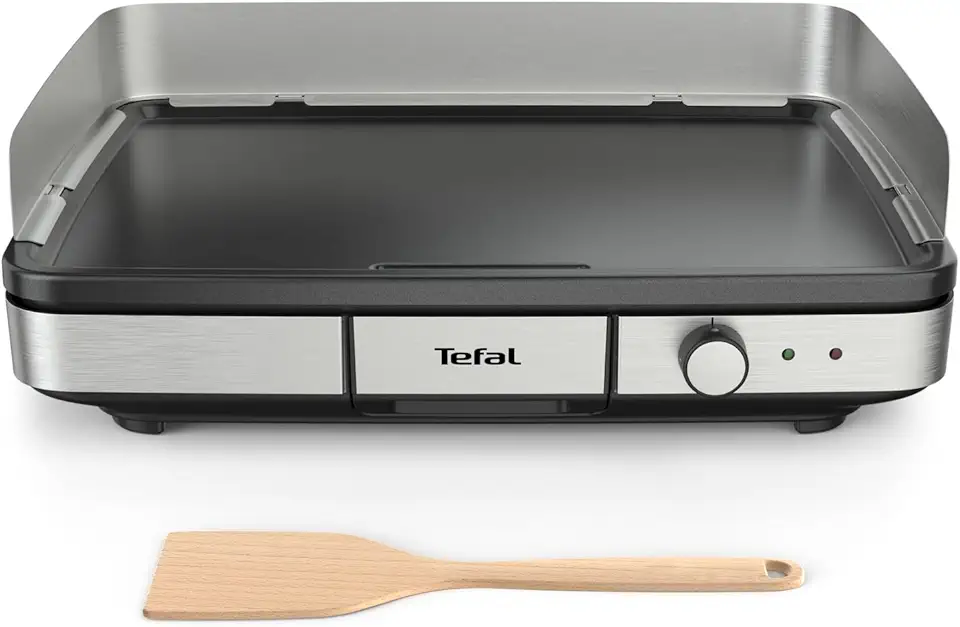 Tefal - Maxi Plancha inox XXL, 10/12 pers., antieclaboussures, thermostat réglable CB690D12