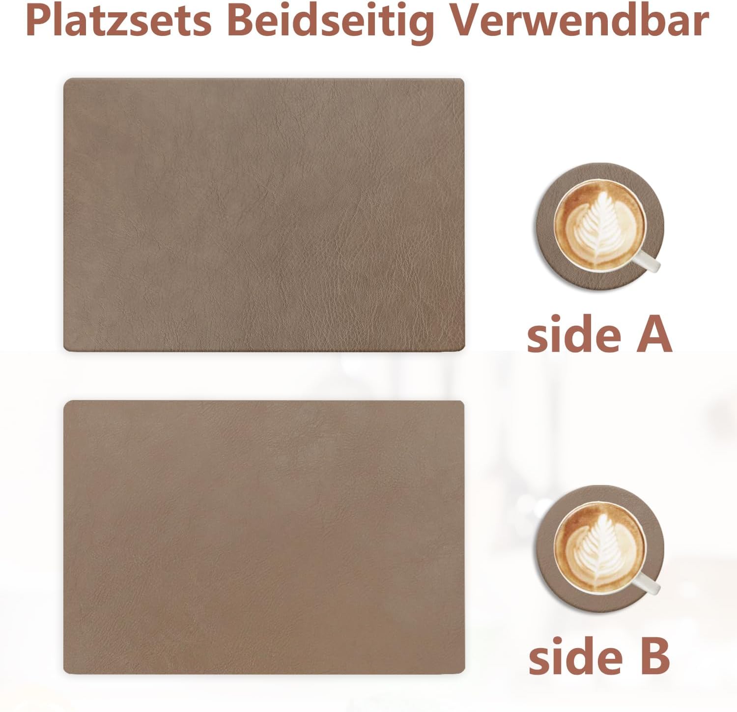 Sets de table - cuir PU double face - 43x30cm - lavables et antidérapants