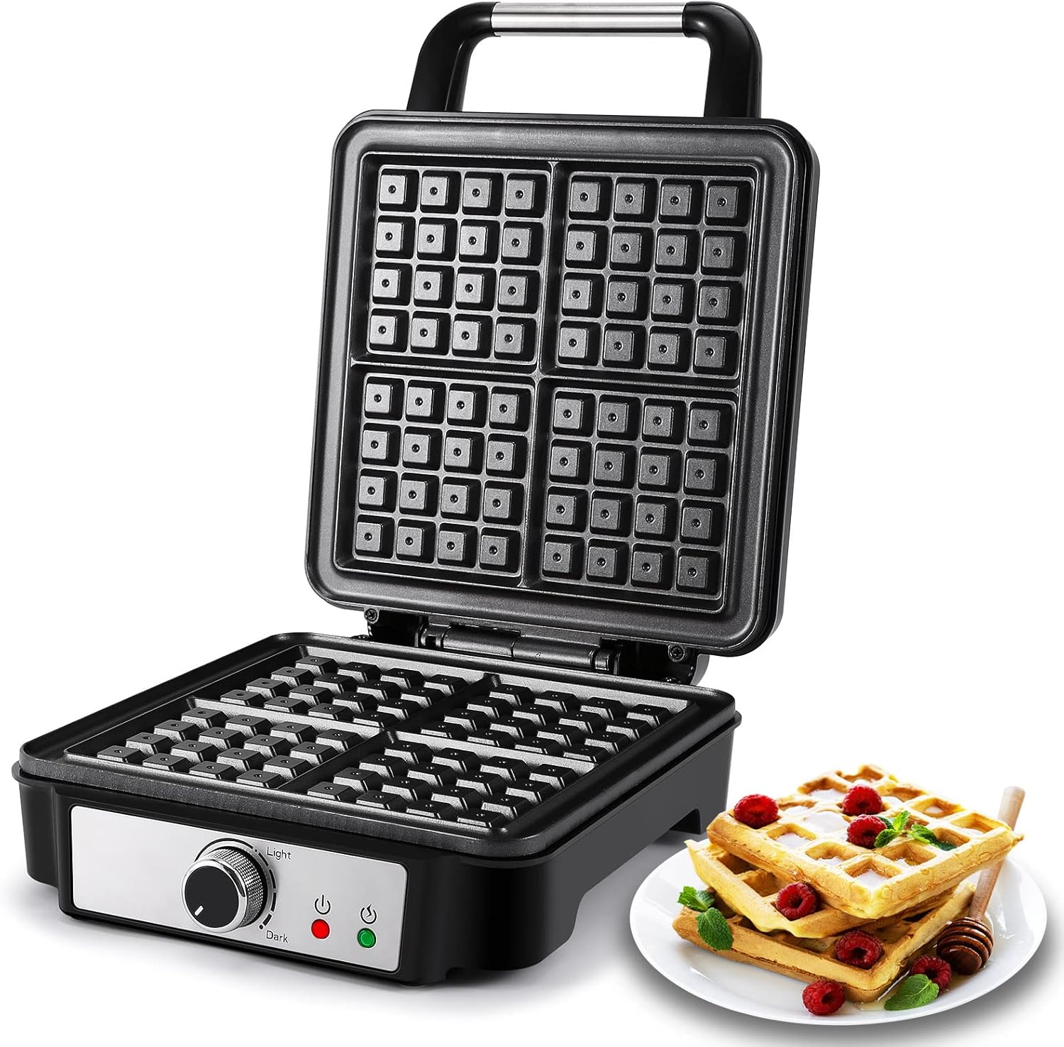 YASHE - Gaufrier 4 tranches - ajustement dorure, 1200W, antiadhésif