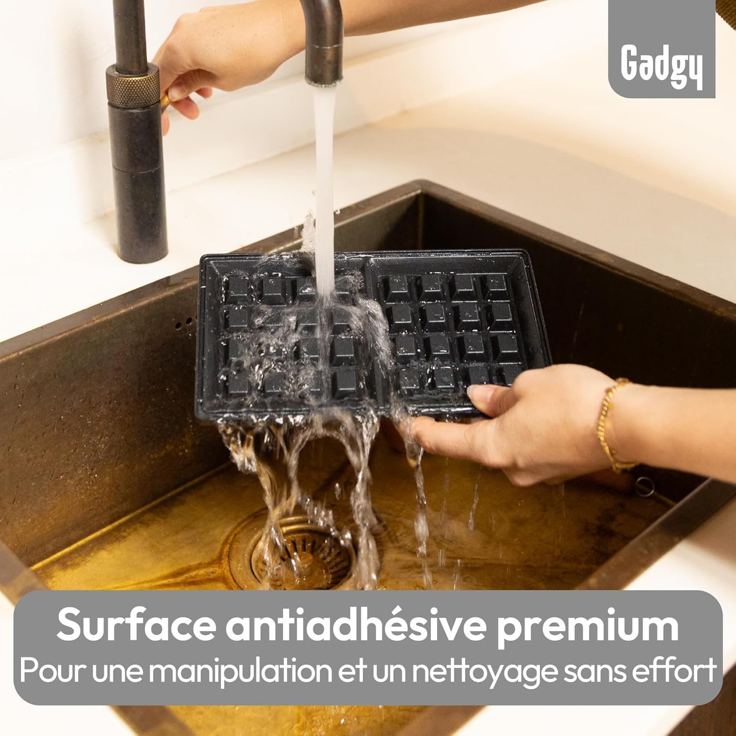 Gadgy - 2 en 1 Gaufrier/Croque-Monsieur - plaques amovibles, thermostat, rangement vertical