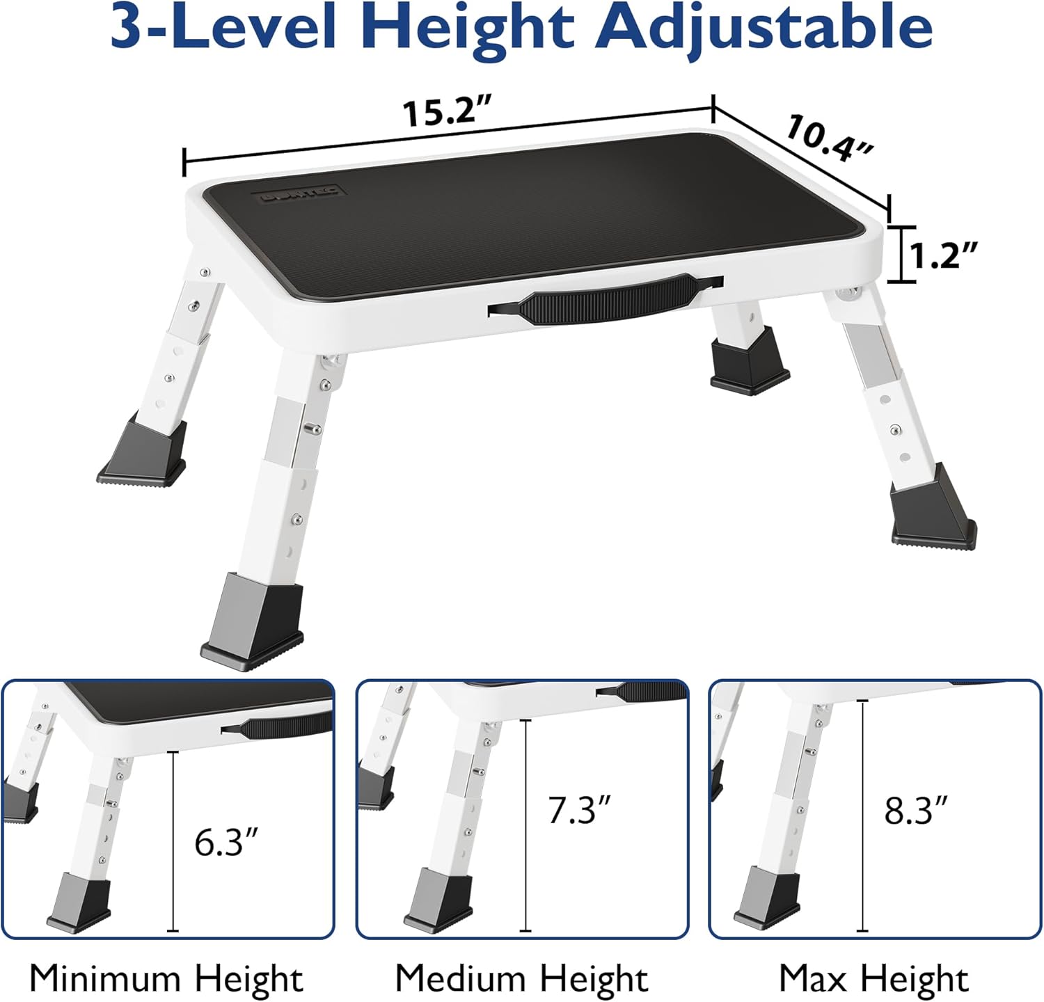 BONTEC - Marchepied pliable 3 marches, 150 kg, antidérapant, compact