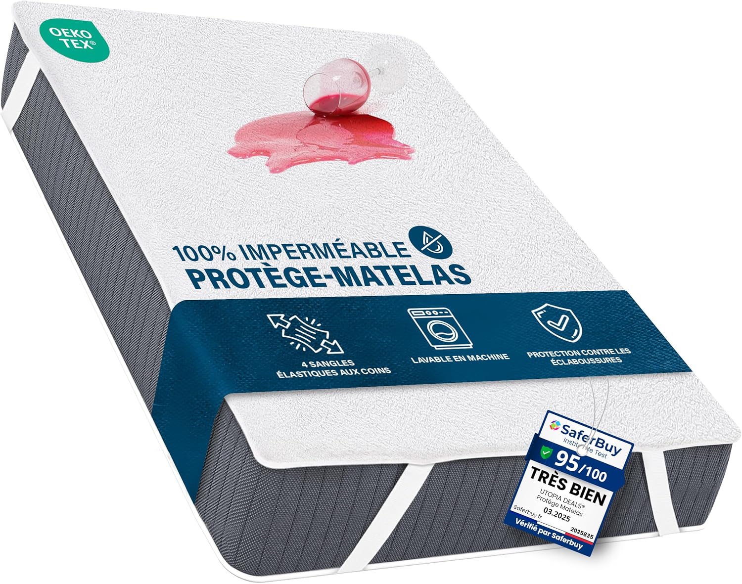 Utopia Bedding - protège-matelas imperméable 150x200 cm, 4 coins, Oeko-TEX