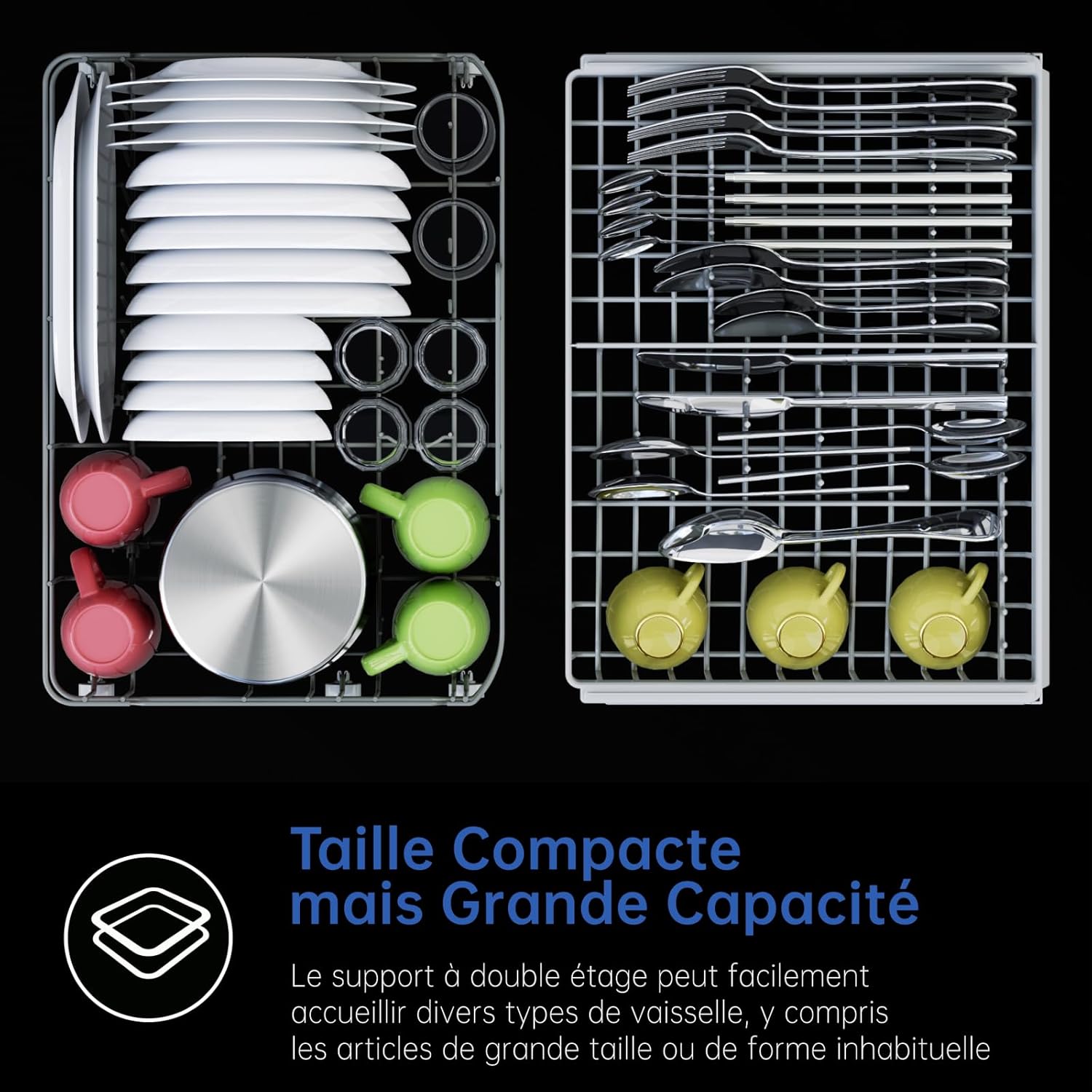 AIRMSEN - Mini lave-vaisselle compact - 5L - 7+2 programmes, sel, LED