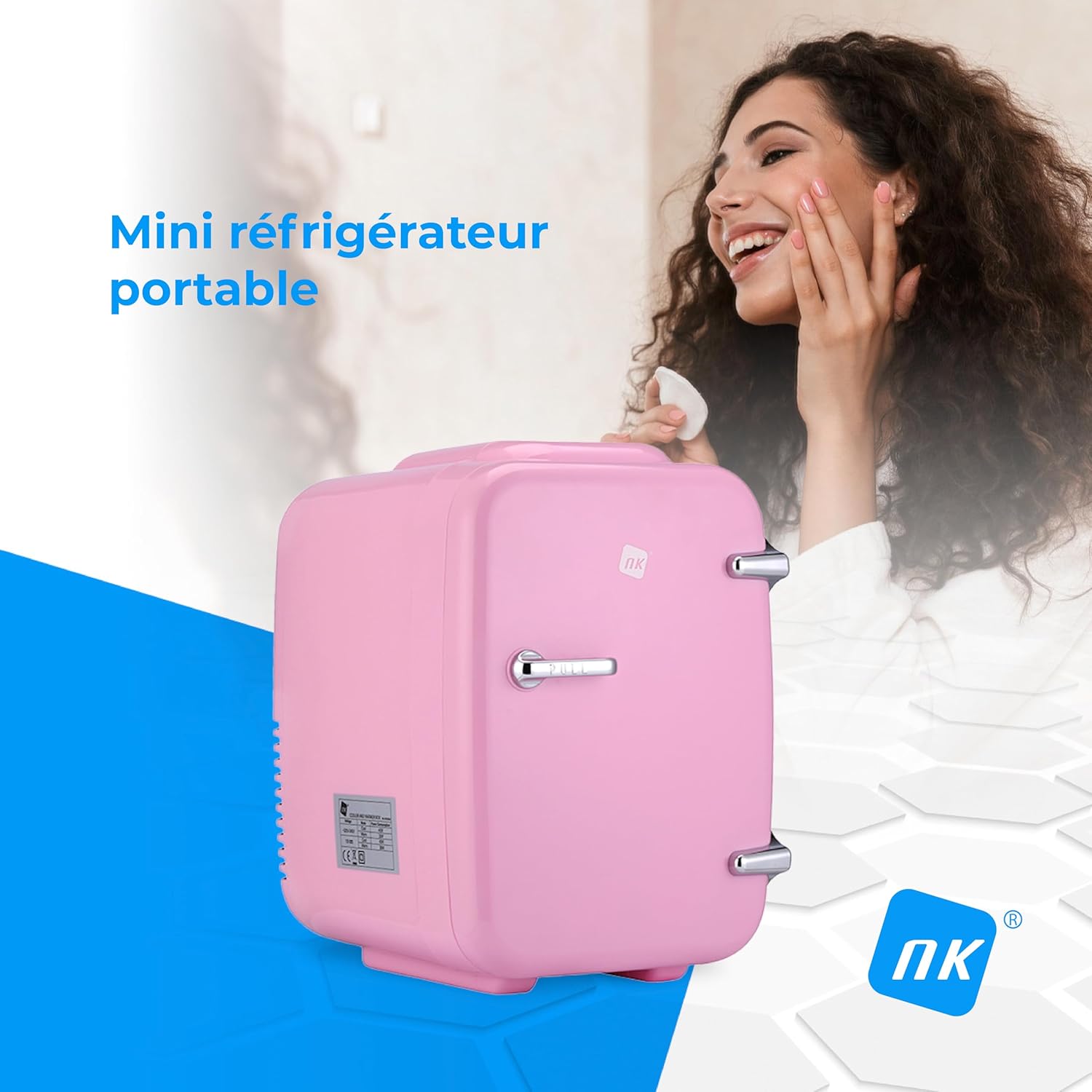 NK - Mini réfrigérateur 4L - portable, froid/chaud, 12V/220V, rose