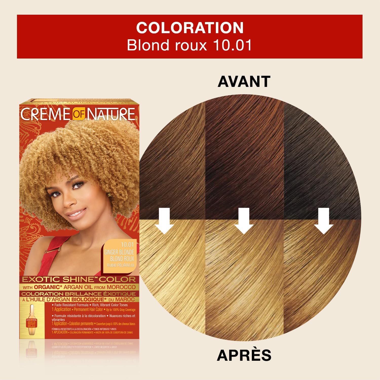 Creme of Nature - Argan Oil coloration longue tenue - 10.01 blond roux - couvre 100% cheveux blancs