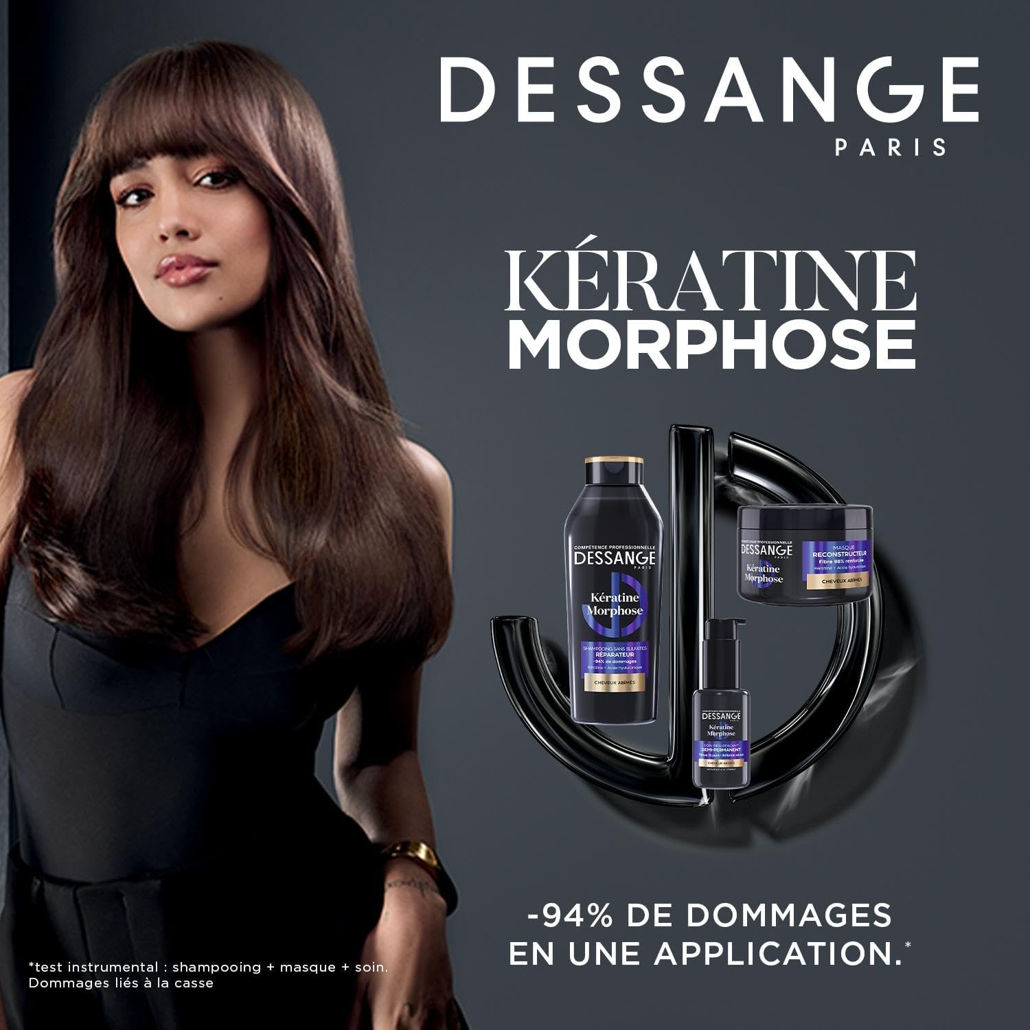 DESSANGE - Routine Kératine Morphose - 280ml/280ml/50ml - Répare et scelle la fibre, cheveux secs
