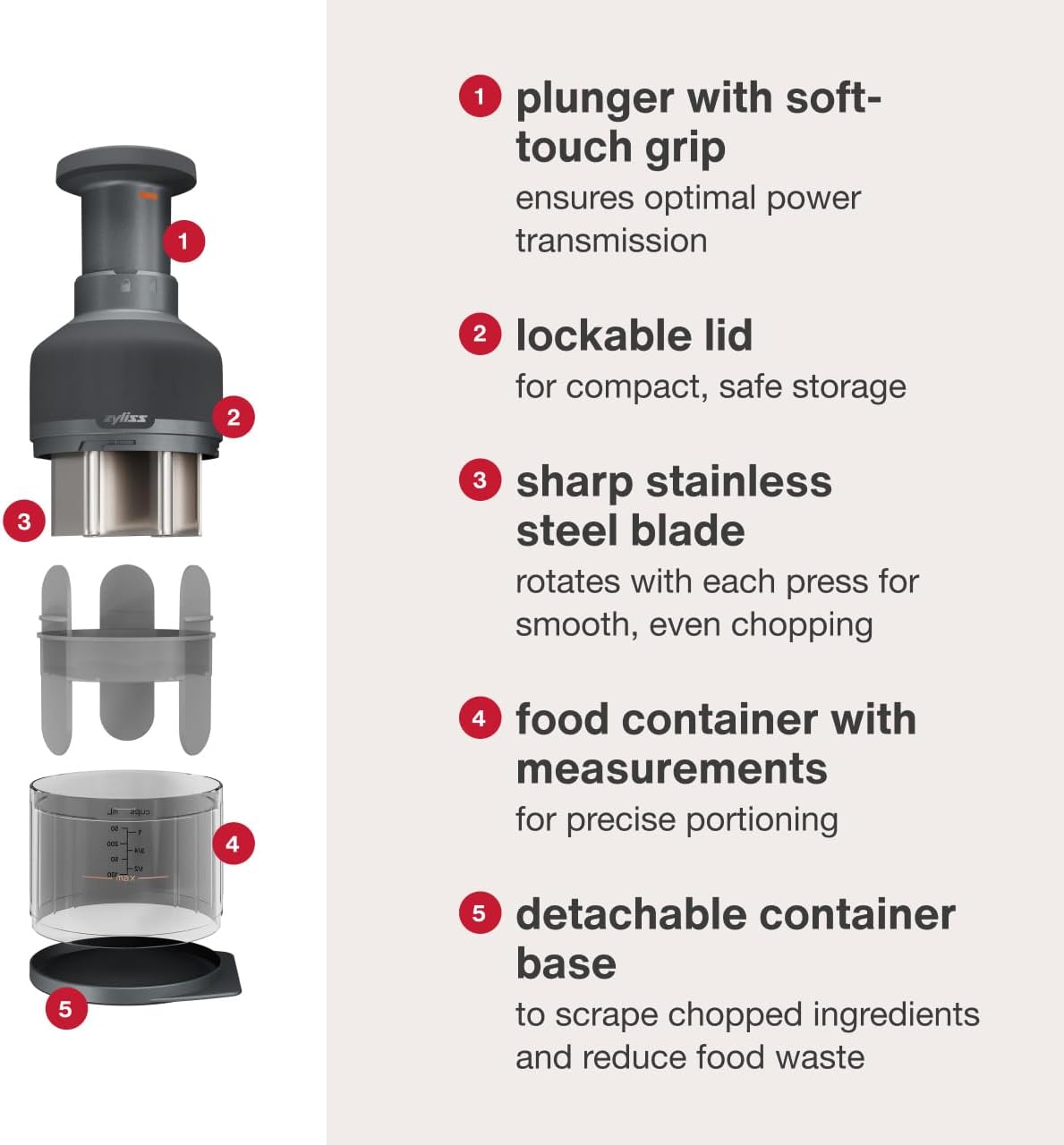 Zyliss - Zick Zick 3 - hachoir manuel inox, légumes et herbes