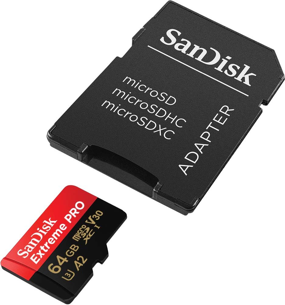 SanDisk - Extreme PRO 64 Go - microSDXC + adaptateur, A2 UHS-I, 200 Mo/s V30