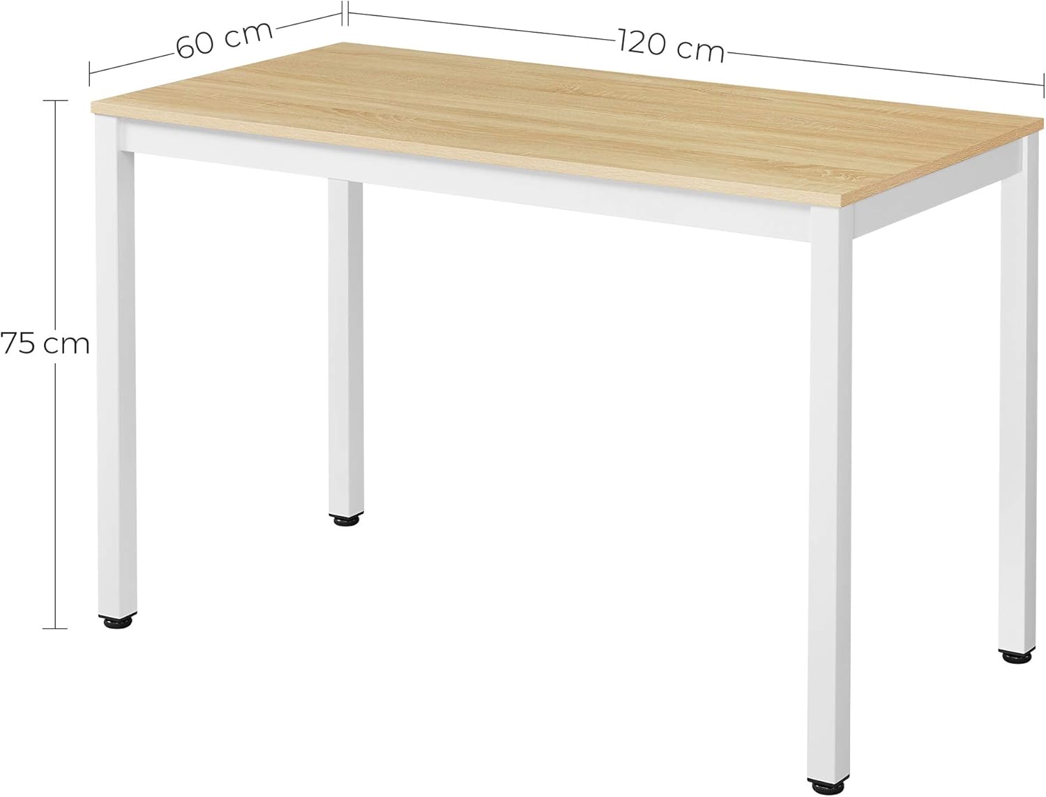VASAGLE - table de bar LWD64N - 60x120x75 cm - bois et blanc, montage facile