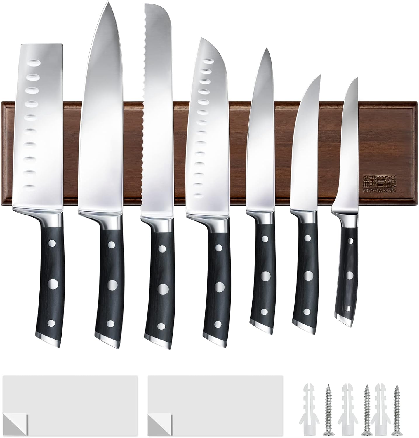 HOSHANHO - Porte-couteaux magnétique bois - 40cm - aimant puissant