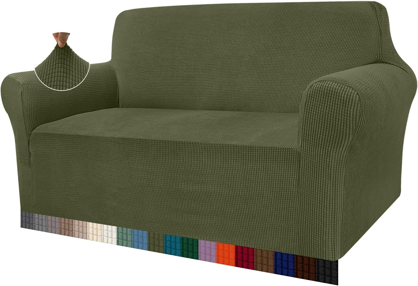 Granbest - housse de canapé jacquard extensible - 2 places - protection animaux, vert militaire