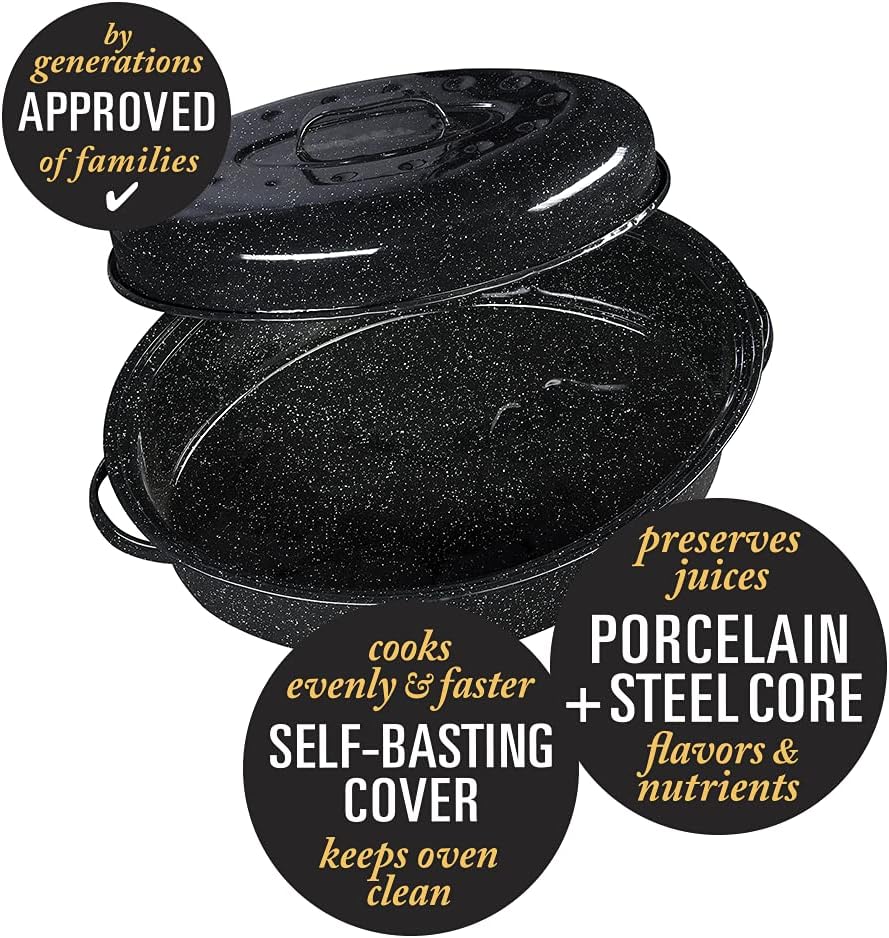 Graniteware - Cocotte Roaster émaillée 8L - légère, grand format