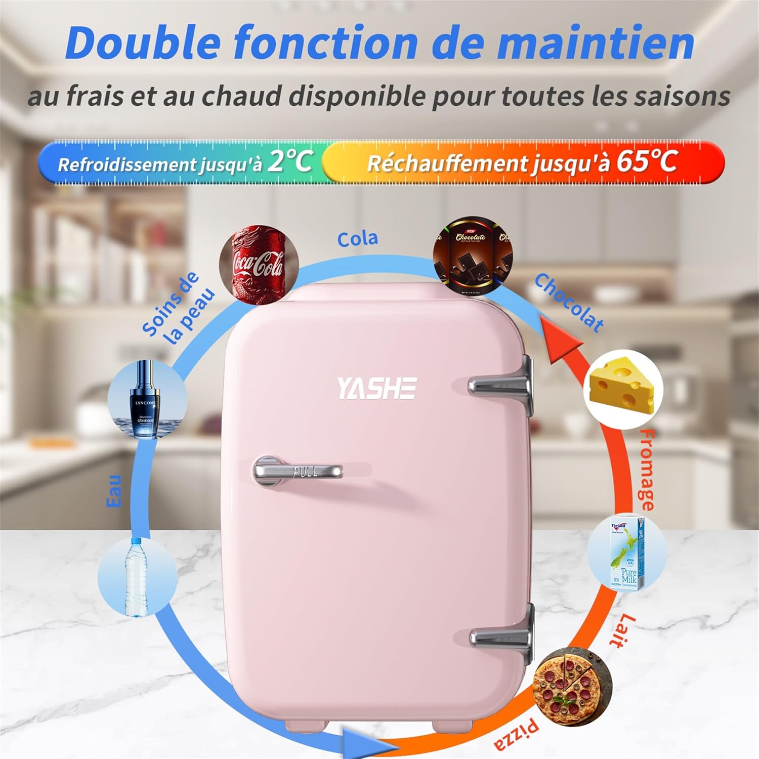 YASHE - Mini Frigo 4L - compact, thermoélectrique, bureau/voiture