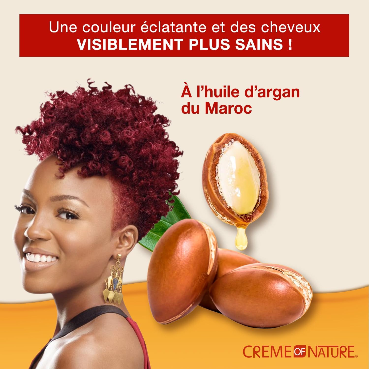 Creme of Nature - Argan Oil - coloration permanente cheveux bouclés, couvre 100% cheveux blancs, 6.2 Burgundy