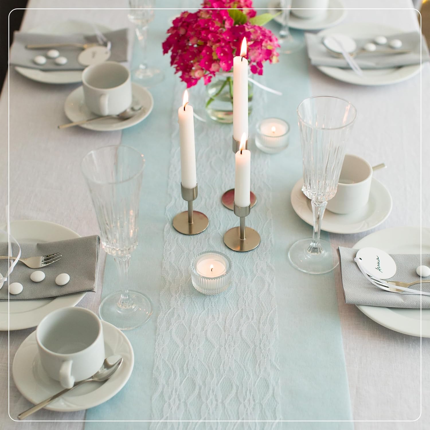 100%Mosel - Chemin de table - 30x2500cm - non-tissé bleu clair