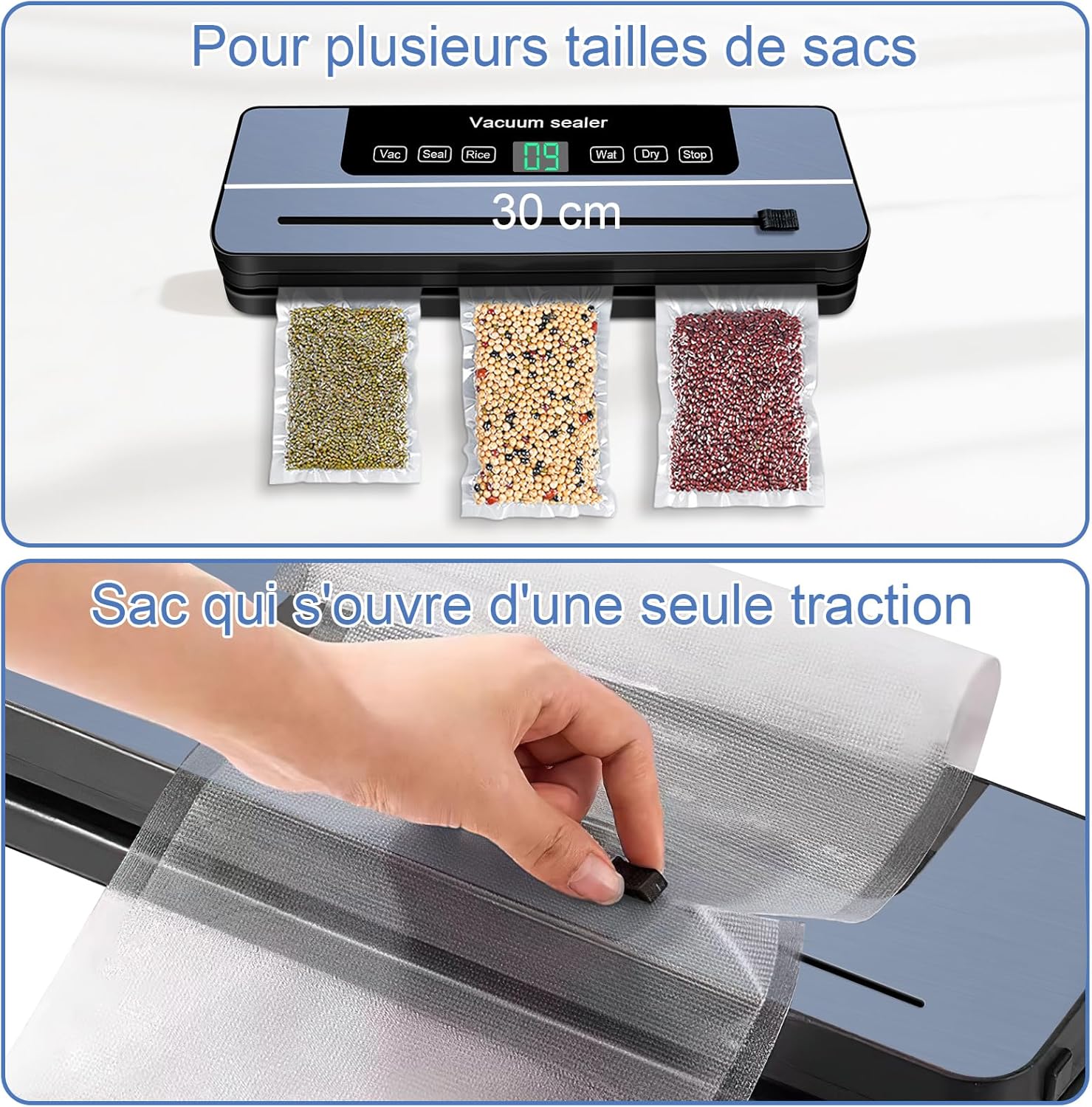 Machine sous vide alimentaire - 7 en 1, automatique, secs/humides, couteau, 20 sacs, tube, professionnelle