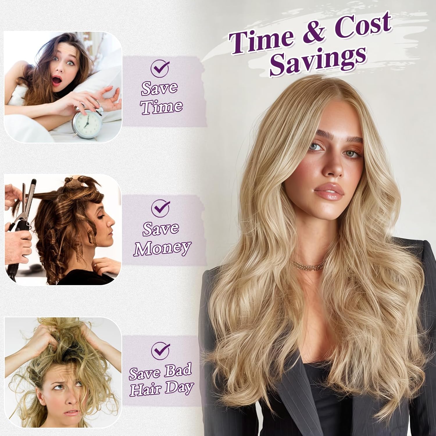 BARSDAR - Extension à clip ondulée 50cm - synthétique beige blond