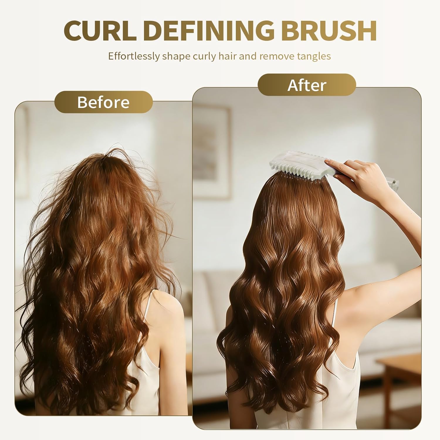 Brosse coiffante - brosse à boucler cheveux - beige - réduit frisottis, fixe boucles, nettoyage à griffes