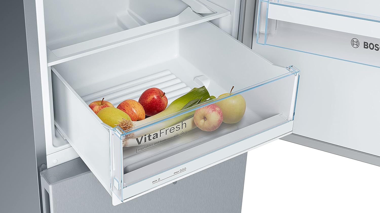 Bosch - réfrigérateur congélateur Série 4 - 186x60cm, 214L/94L, inox - KGV36VLEAS