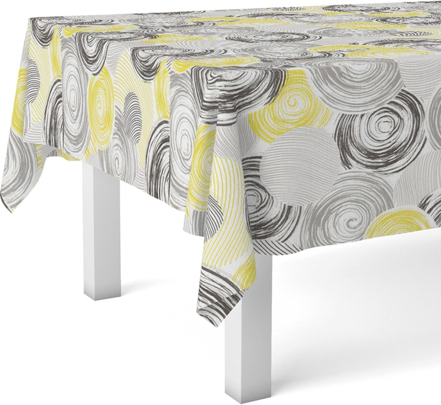 Nappe en toile cirée - Circle Jaune - 220x140 cm - Antitache, imperméable, facile d'entretien