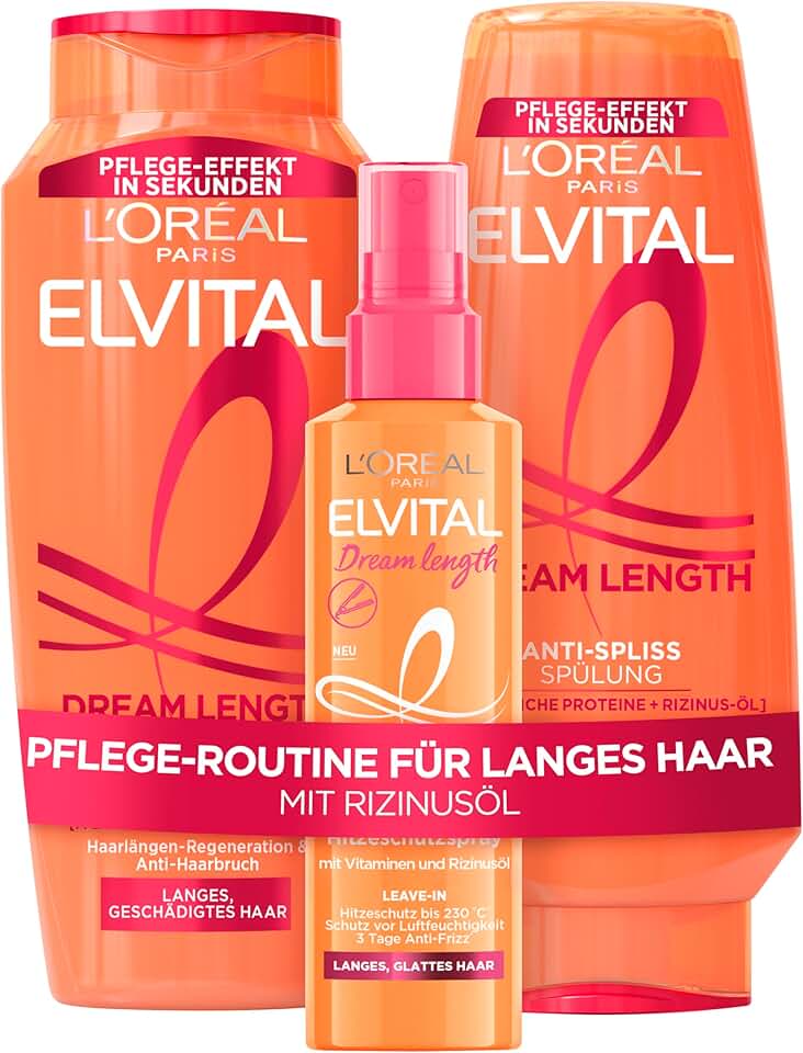 L'Oréal Paris - Elvital soins capillaires - 300/250/150 ml - Cheveux longs et abîmés, protection thermique
