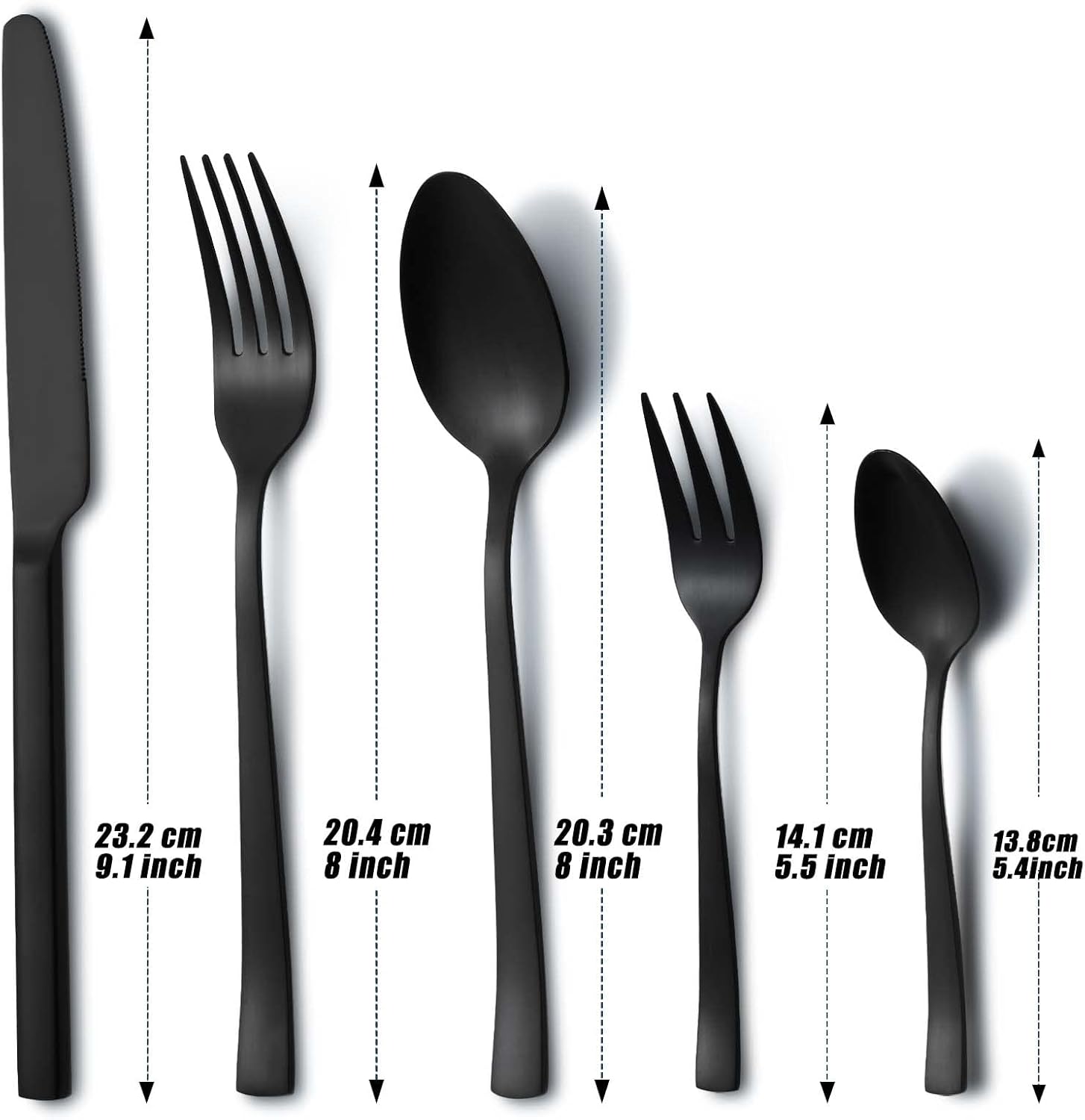 Hunnycook - couverts 60 pièces - design noir, inox, lavable, 12 pers