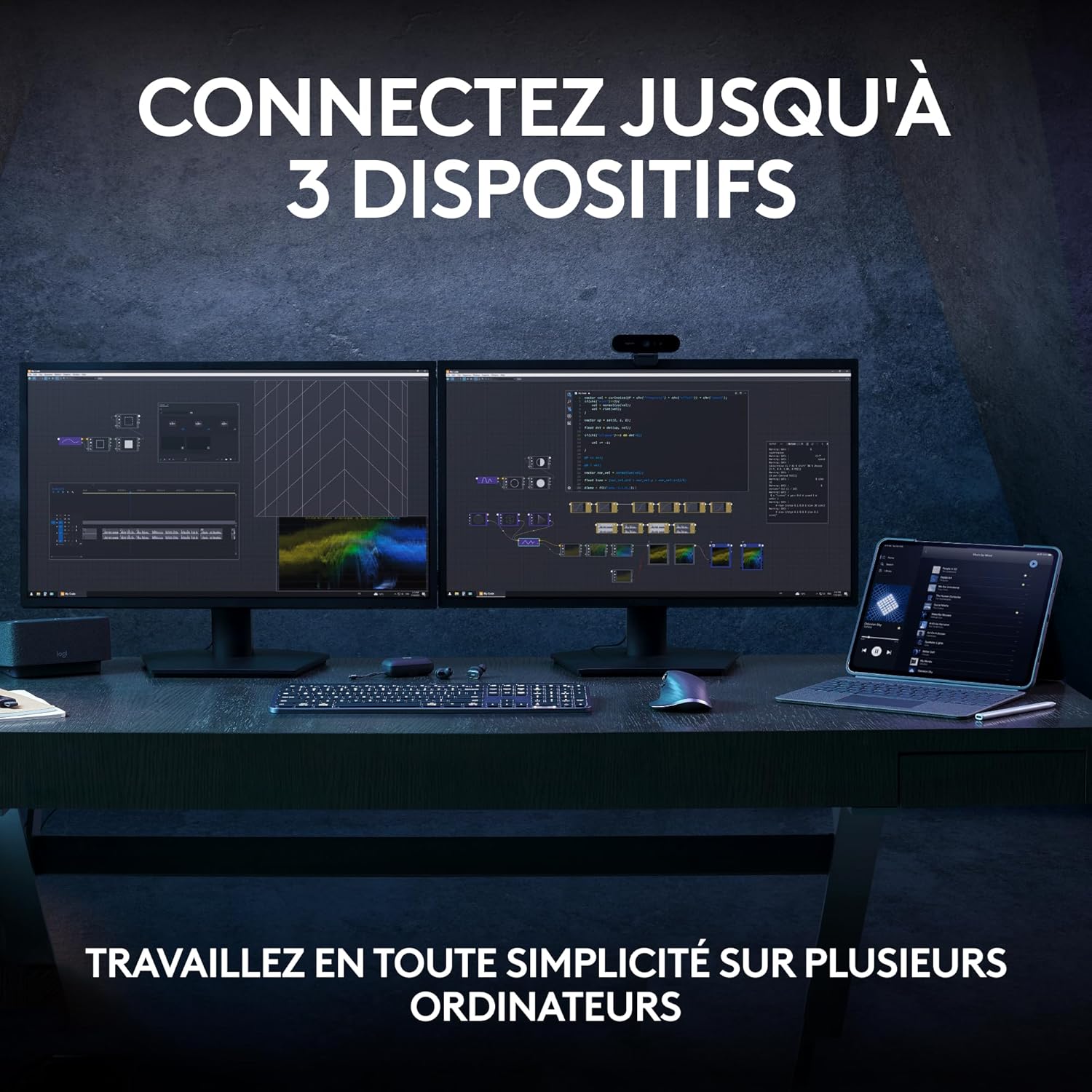 Logitech - MX Keys S - clavier plat AZERTY rétroéclairé, USB-C, Bluetooth