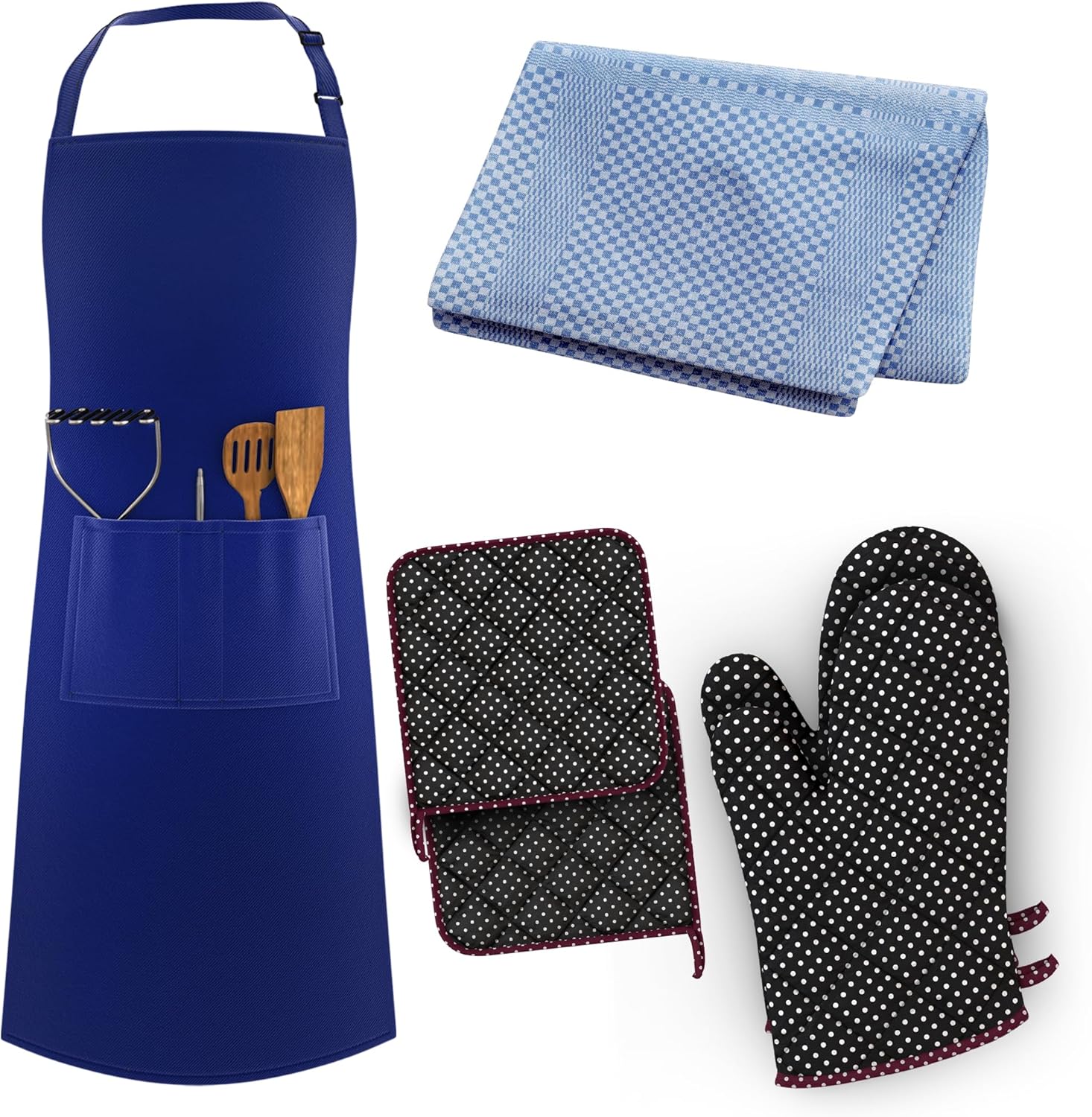 LEFUNDA - Tablier cuisine réglable, 3 poches, étanche, longues lanières