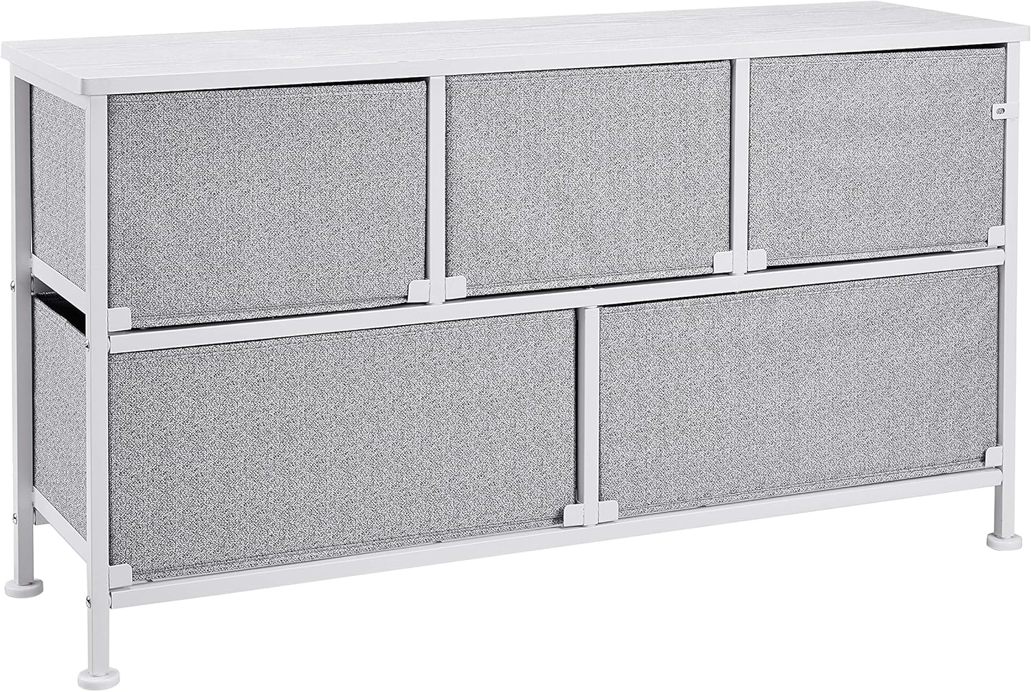 Amazon Basics - commode extra large - 5 tiroirs tissu, blanc, idéale armoire