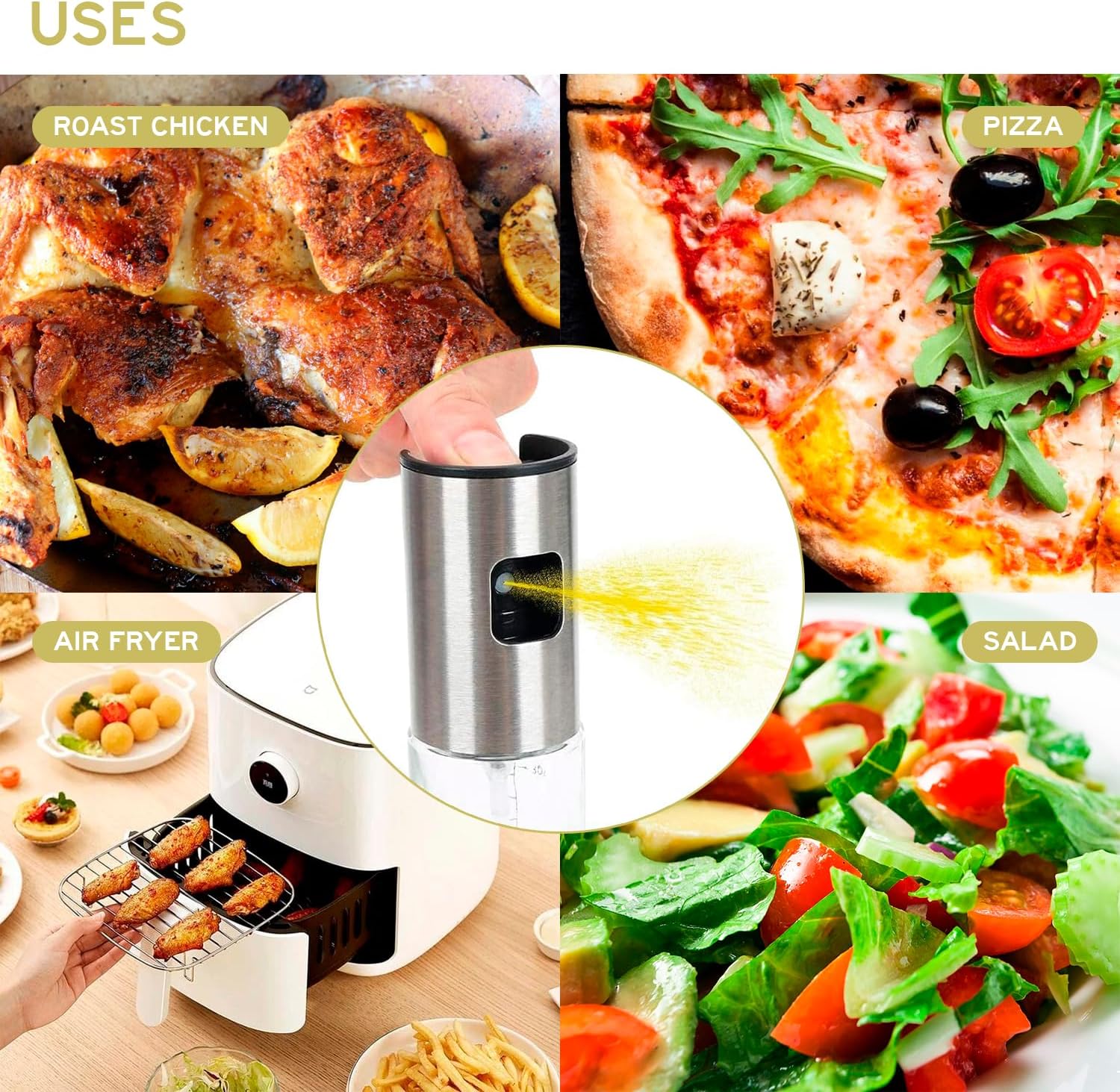 edihome - spray cuisine 100ml - verre & acier, anti-goutte, pour friteuse