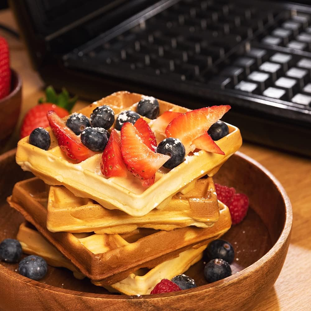 Cecotec - Rock'nToast Family - 4 gaufres, 1500W, inox, système rotatif