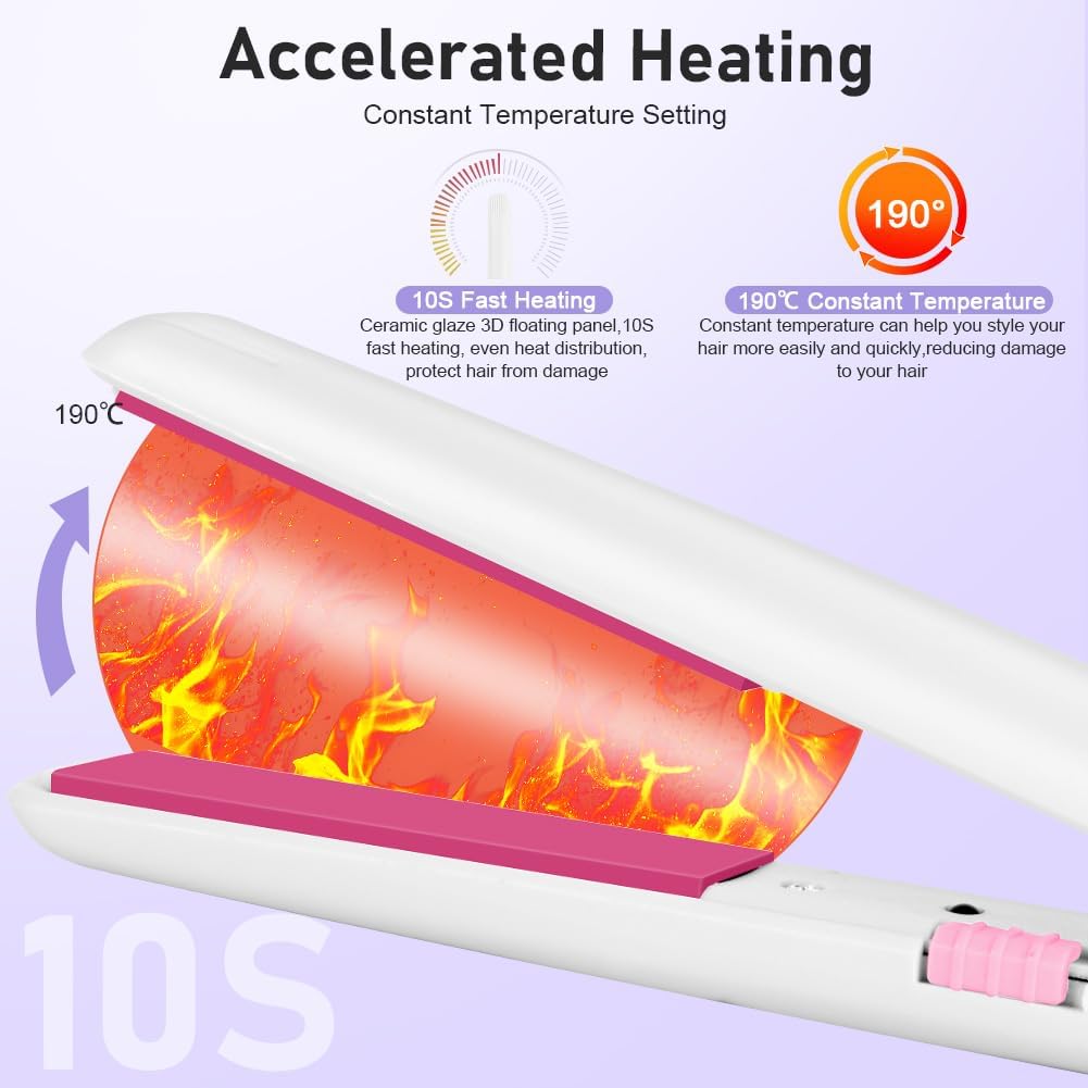 LOPHE - Mini fer à lisser 2 en 1, compact, chauffage rapide, 110-220V