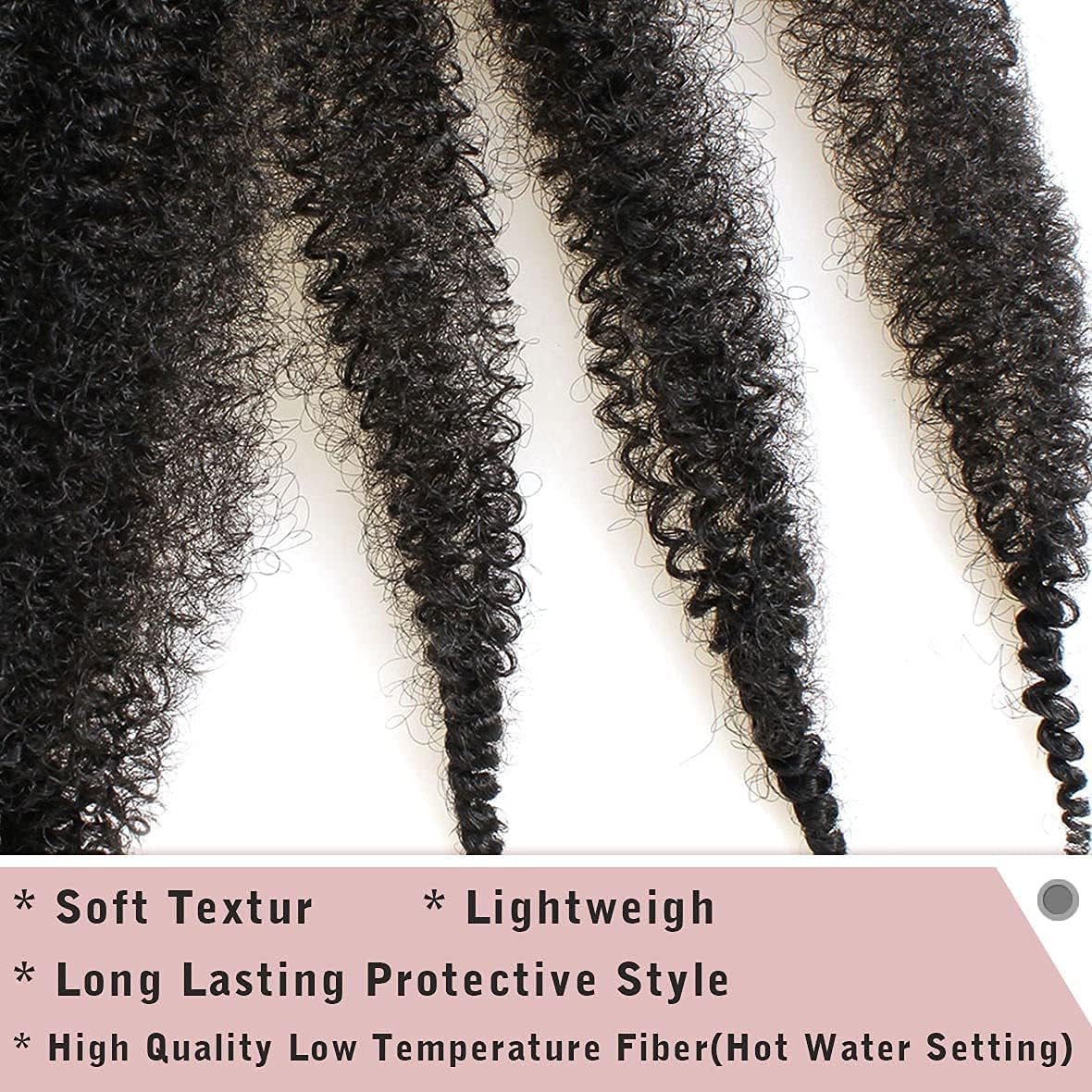 Xtrend - extensions Marley Twist - 61 cm - lot de 3, afro, douces, élastiques, noir 1B