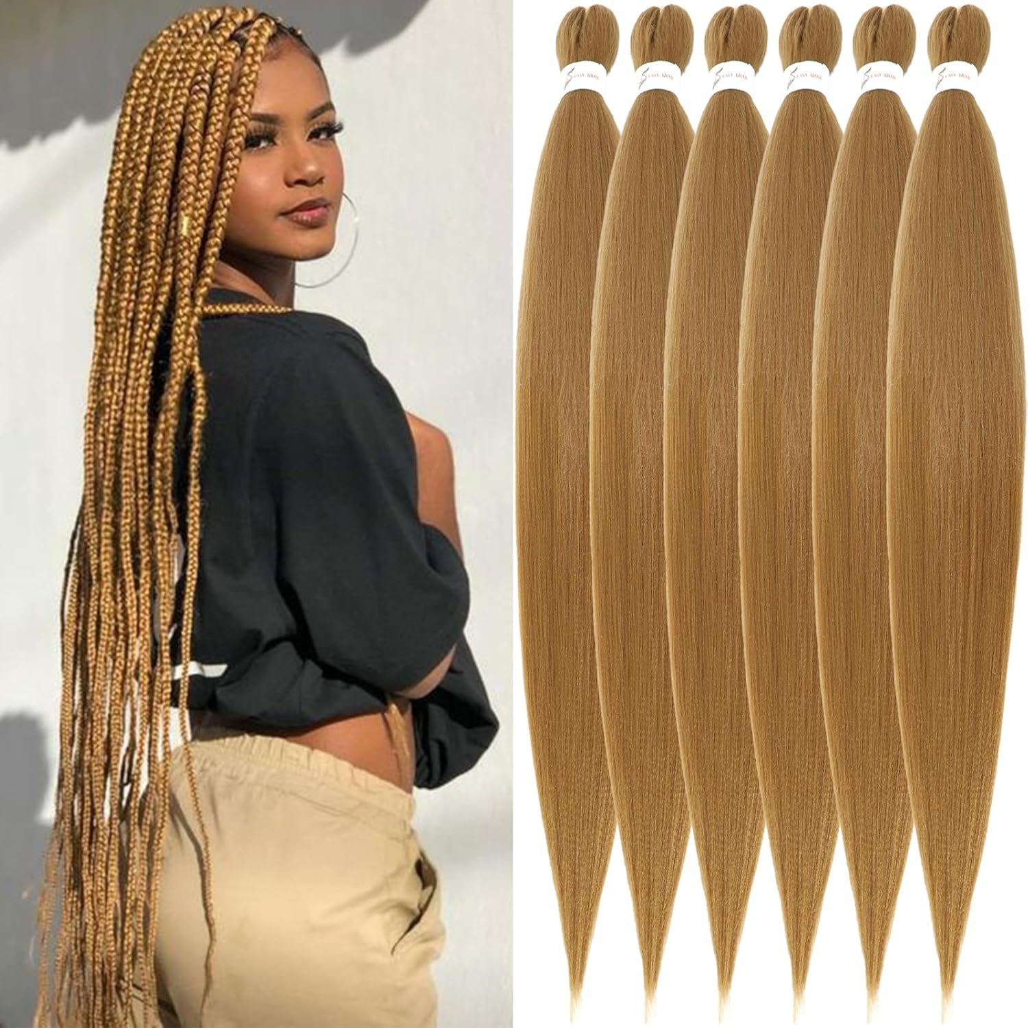 Rajout cheveux tressés - 30 pouces - blond foncé #27, kanekalon, 6 paquets