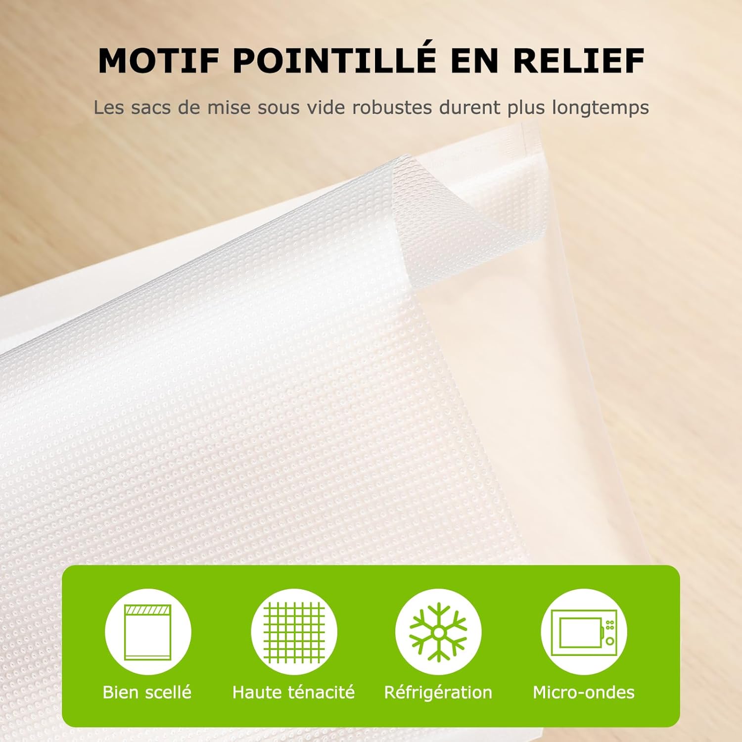 Bonsenkitchen - sacs sous vide VB3205 - 20x30 cm - 100 sachets gaufrés, conservation et cuisson